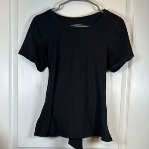 Anthropologie Black Cuffed Sleeve Shirt Blouse Ties at the Back Med EUC #2980